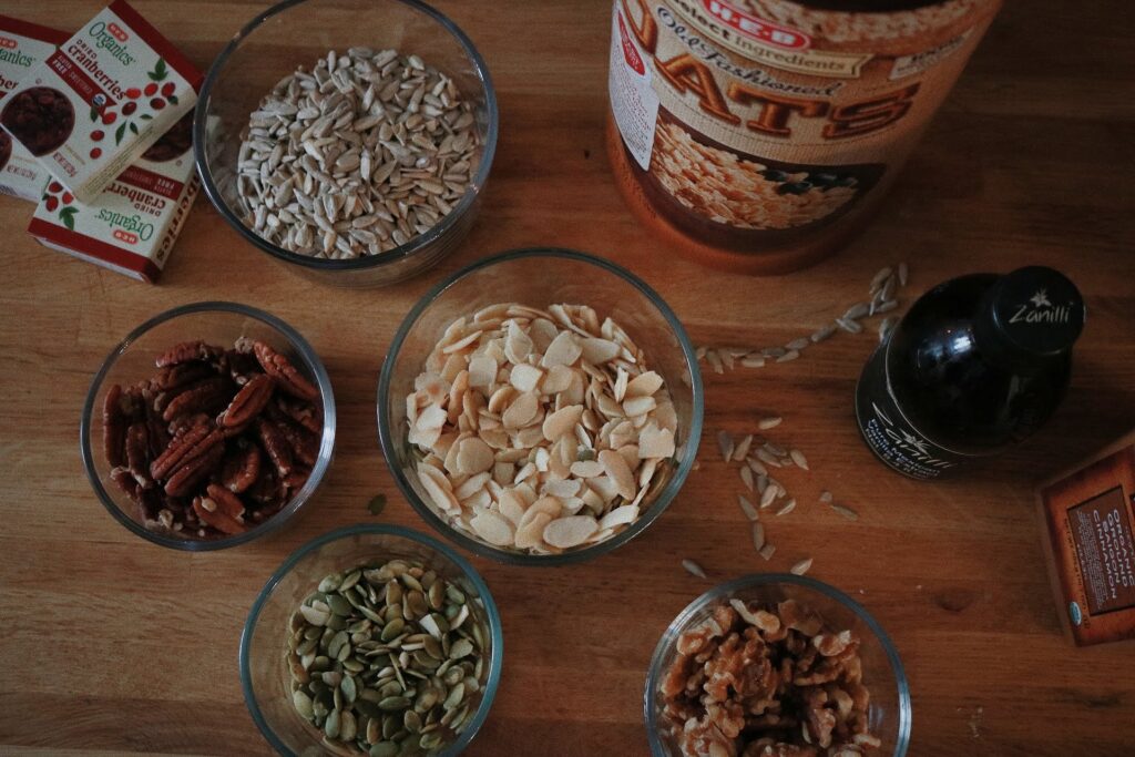Nutty Maple granola ingredients measured